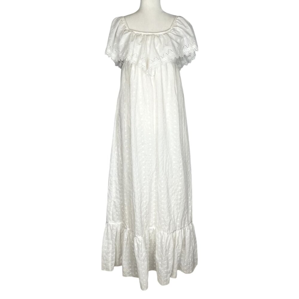 Vintage Trivia Charm Of Hollywood Womens White Eyelet Maxi Dress Wedding size 6